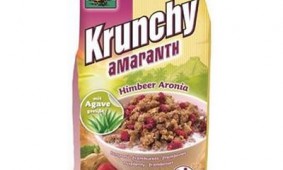 Krunchy muesli croccante di avena e amaranto con lamponi e aronia 